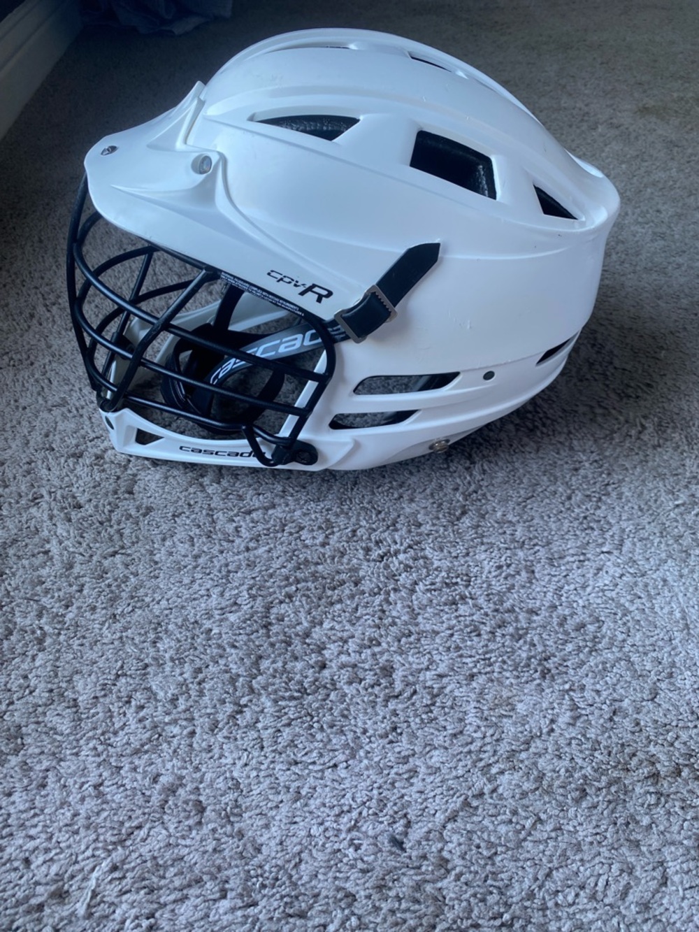 Cascade CPV-R Lacrosse Helmet in White with black mask - Picture 9 of 13